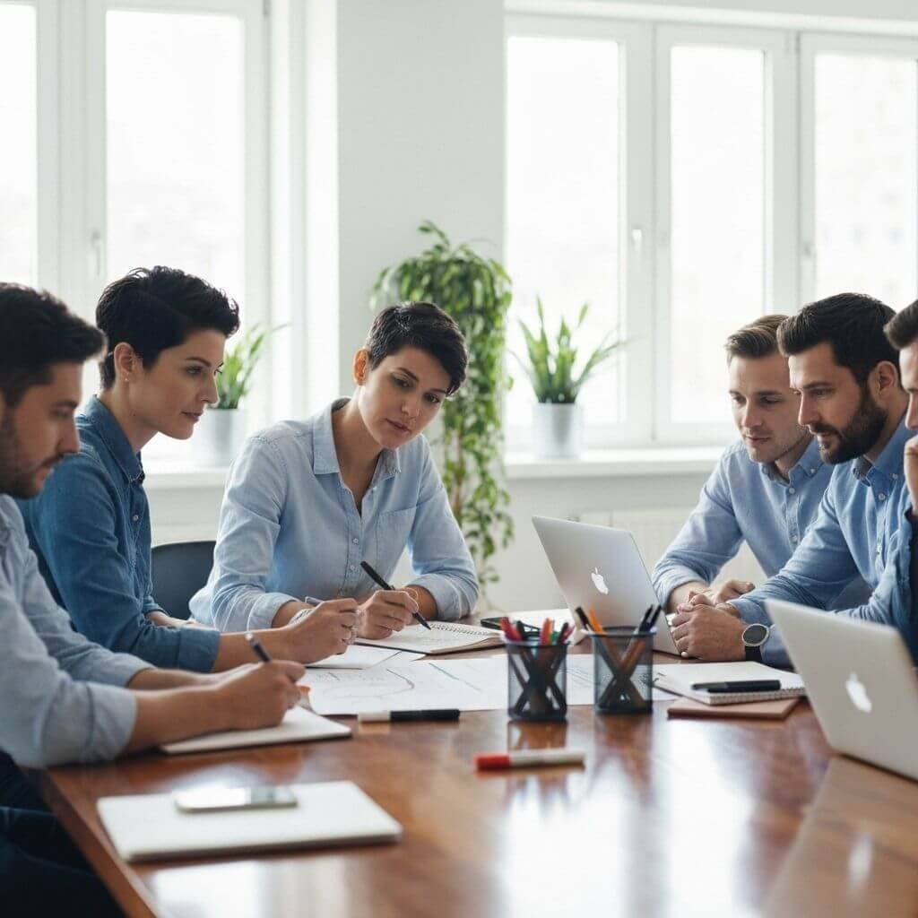 Personas planificando un proyecto en oficina